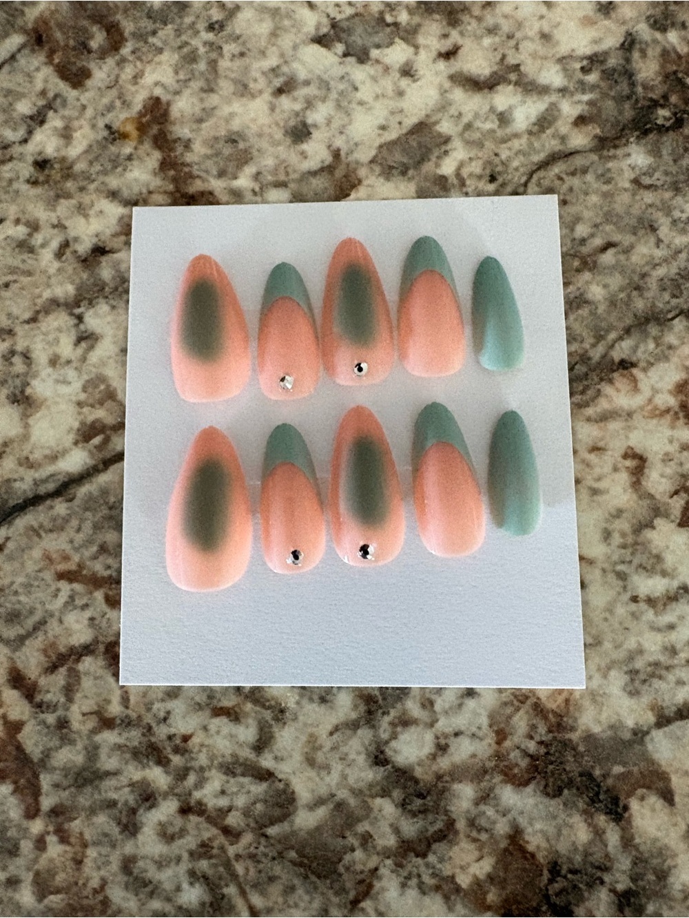 Peach & Sage Gradient Press-On Nail Set